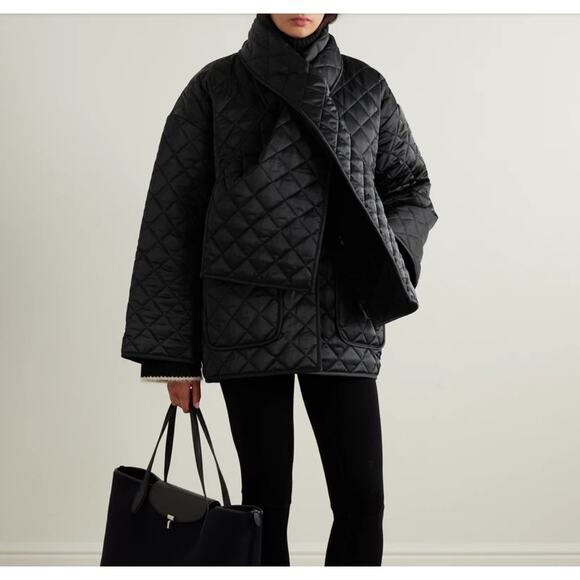 Toteme Jackets & Blazers - NWT TOTEME Black Scarf-detailed Quilted Recycled-shell Jacket, size IT 40/ US8